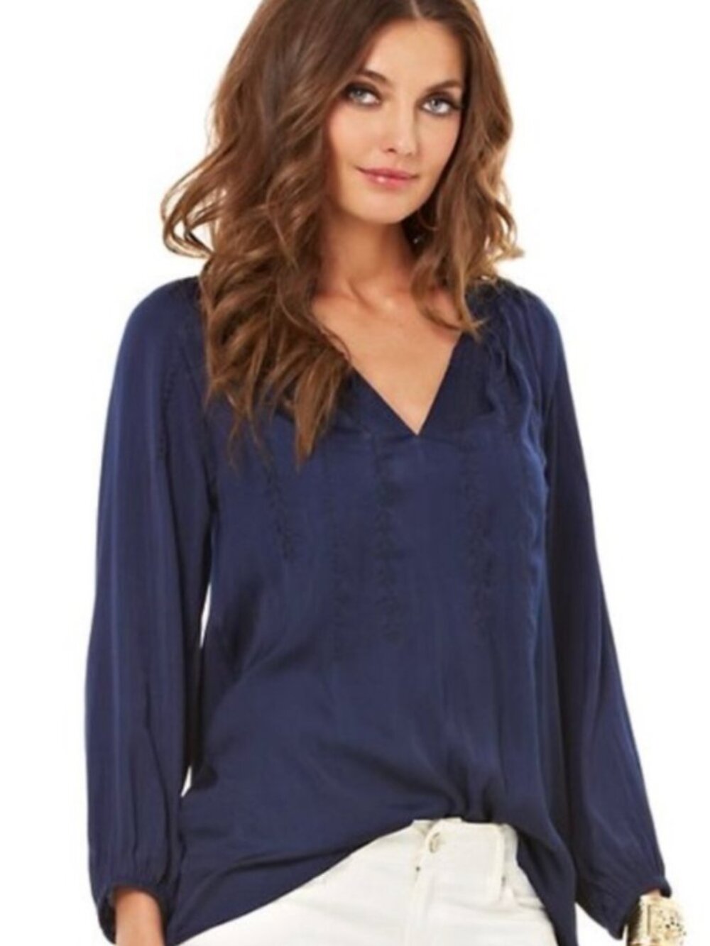 LILLY PULITZER | Hollis Embroidered Tunic/Top/Blouse | Navy | Size XS